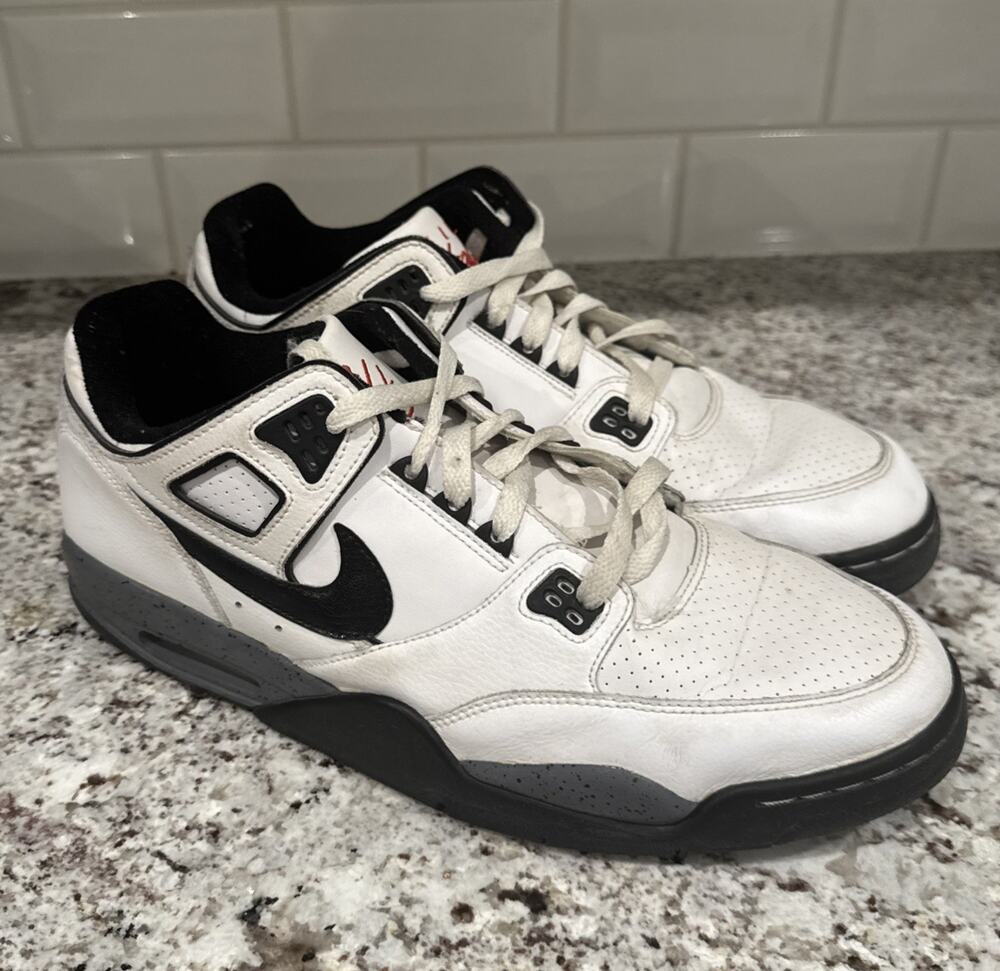 Nike Air Flight Condor 344575-102 Vintage White Black Red Mens Size 13 Basketbal